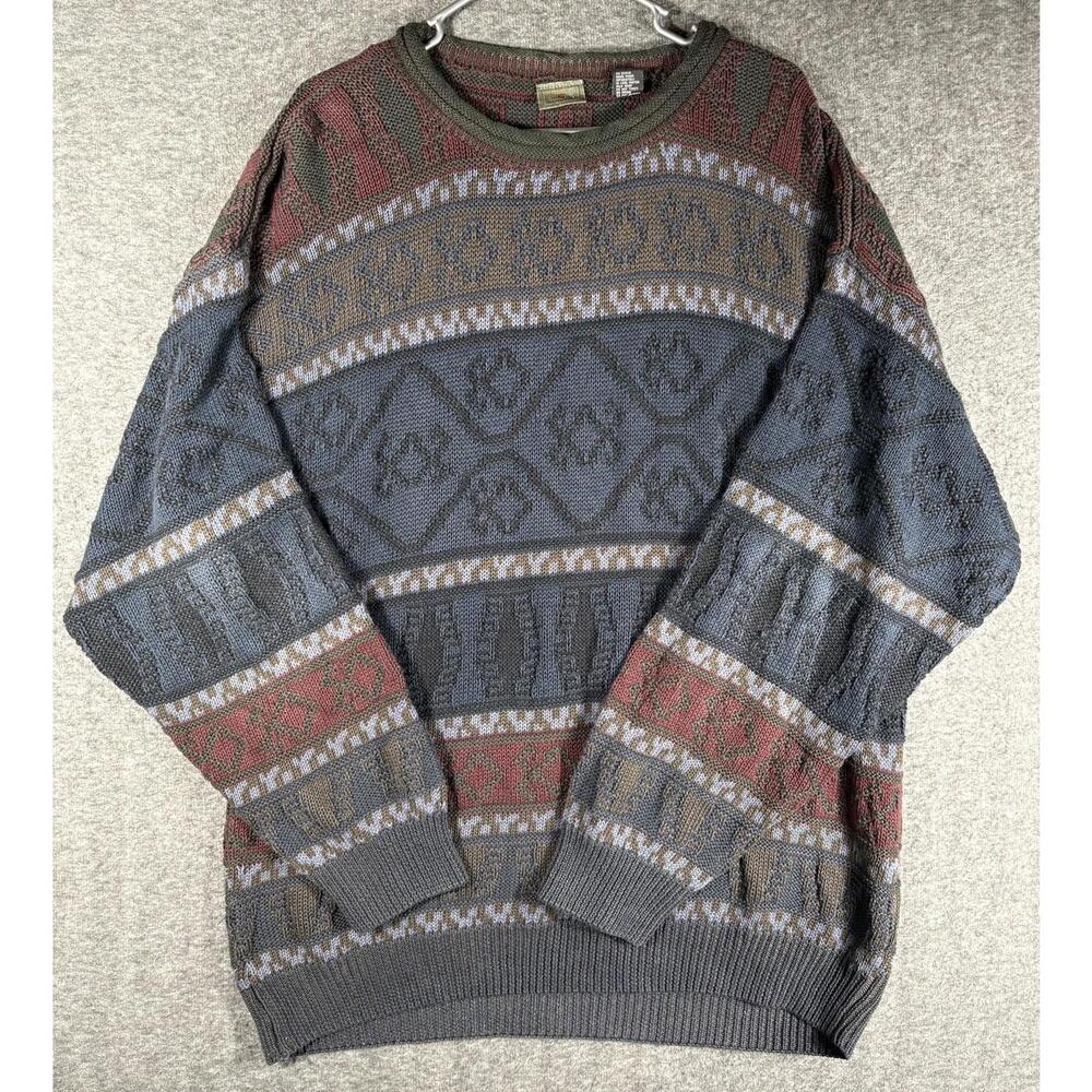 Vintage 3D Knit Generra Sweater Mens Large Coogi Style 90s Hip Hop Biggie